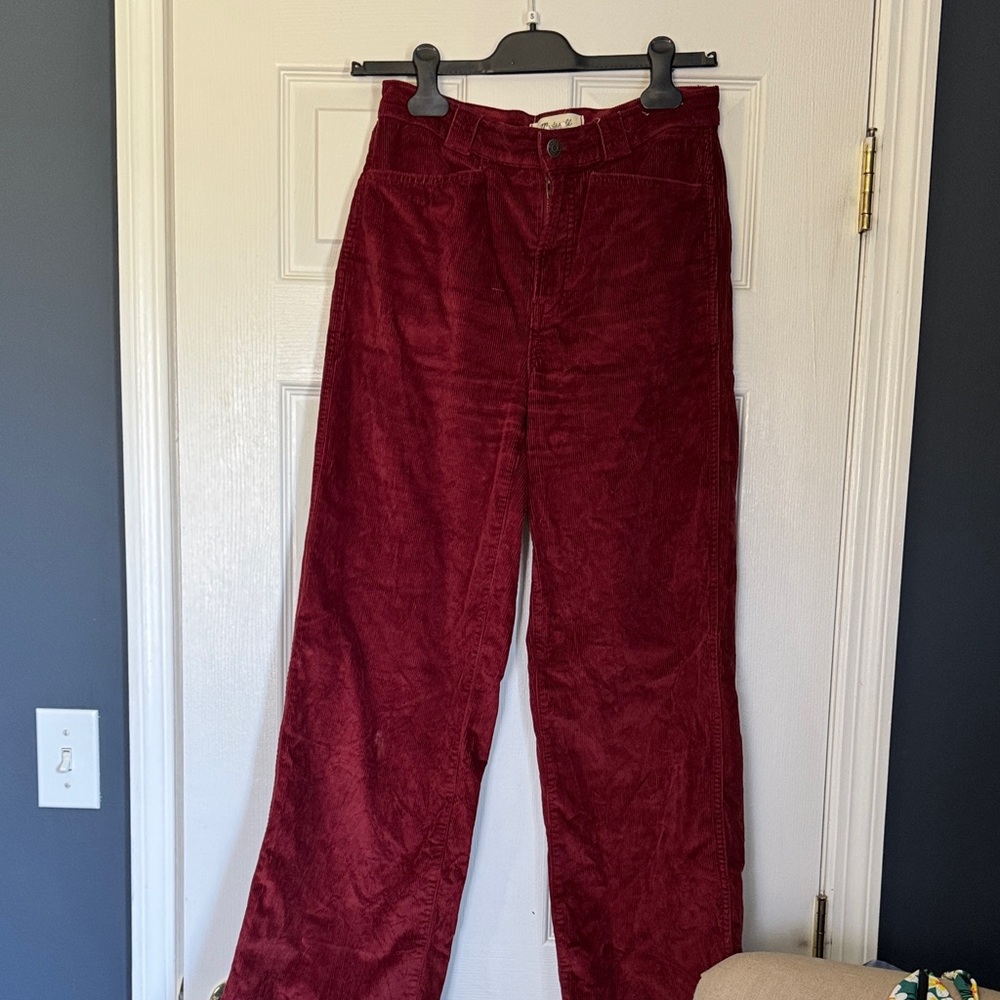 Madewell Wide-Leg Corduroy Pants in Deep Wine